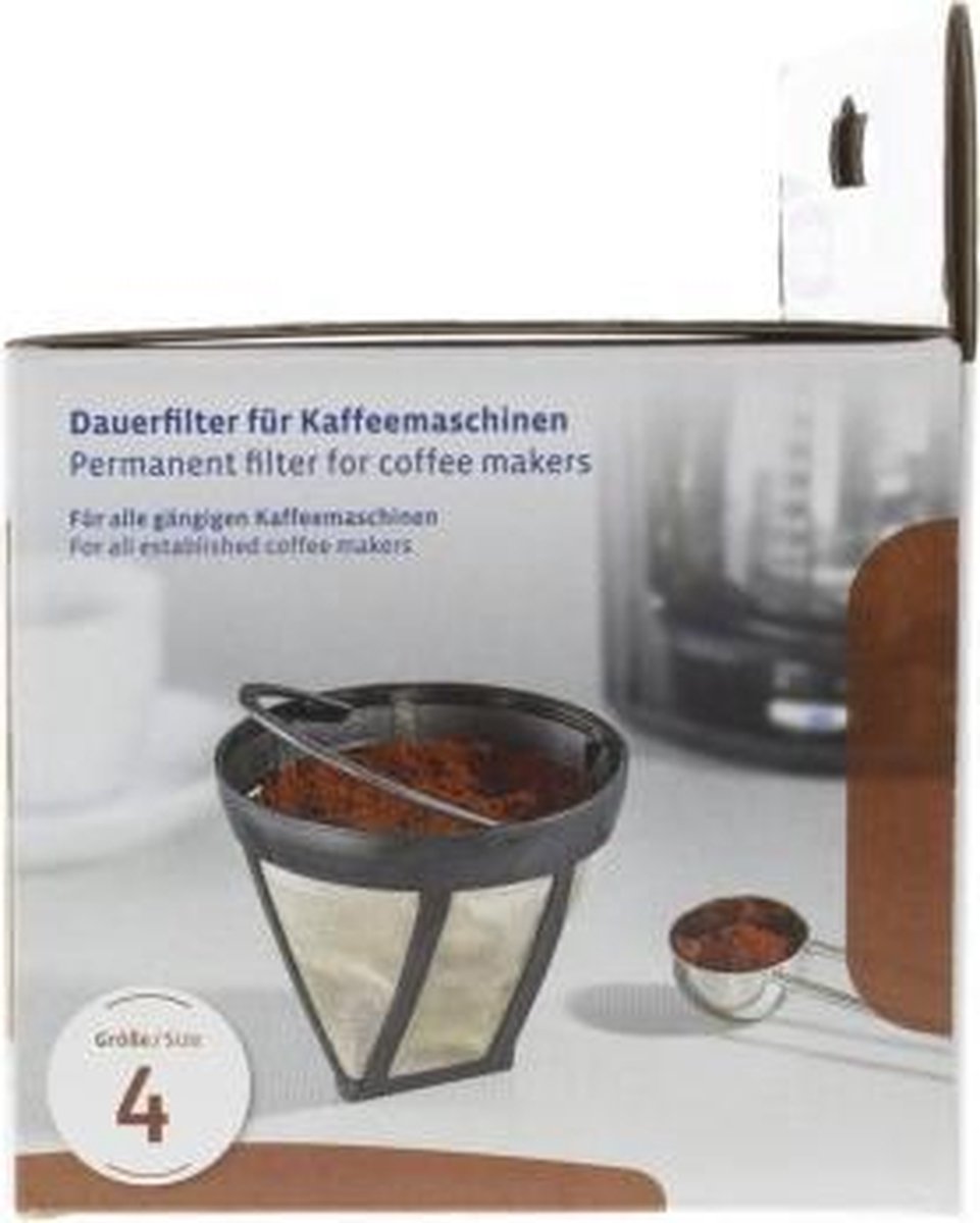 Xavax Filtre à Café Permanent Taille 4 - Filtre Réutilisable En Acier Inoxydable 120 Mailles Avec Anse