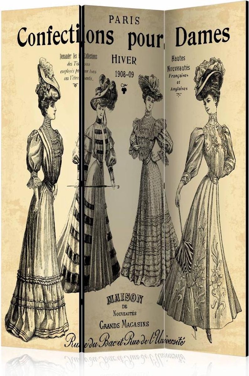 Vouwscherm - Dames Confectie 135x172cm, gemonteerd geleverd (kamerscherm) dubbelzijdig geprint