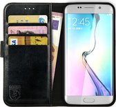 Rosso Element Book Case Wallet Hoesje Geschikt voor Samsung Galaxy S6 Edge | Portemonnee | 3 Pasjes | Magneetsluiting | Stand Functie | Zwart