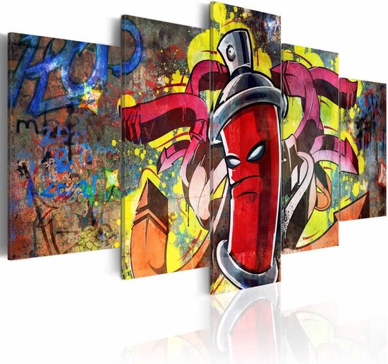 Peinture - Graffiti - Bombe aérosol en colère, 5 trappes, multicolore,  décoration