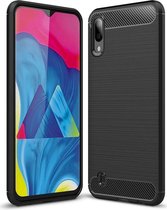 Samsung Galaxy A10 Geborsteld TPU Hoesje Zwart