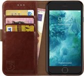 Rosso Element Book Case Wallet Hoesje Geschikt voor Apple iPhone 6 / 6S | Portemonnee | 3 Pasjes | Magneetsluiting | Stand Functie | Bruin