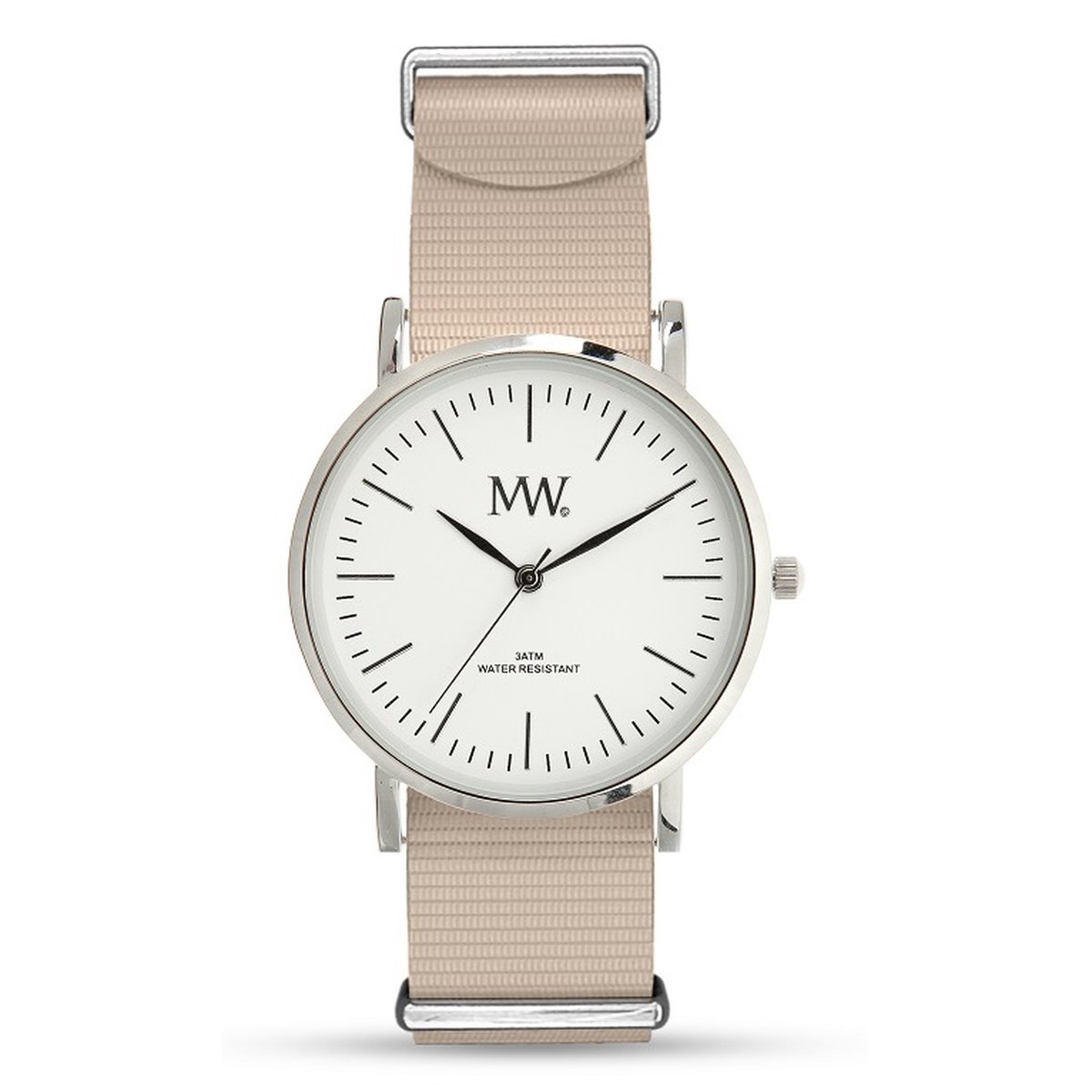 Meyewatch Nato Flat Style horloge SR incl. verwisselbare canvas band in kleur beige