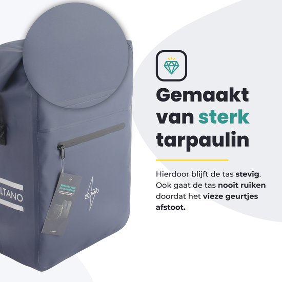 Voltano Luxe Fietstas / Rugtas 28L - Marine Blauw - Enkele Pakaftas - 100% Waterdicht - Met Laptop Compartiment van Voltano — afbeelding 5