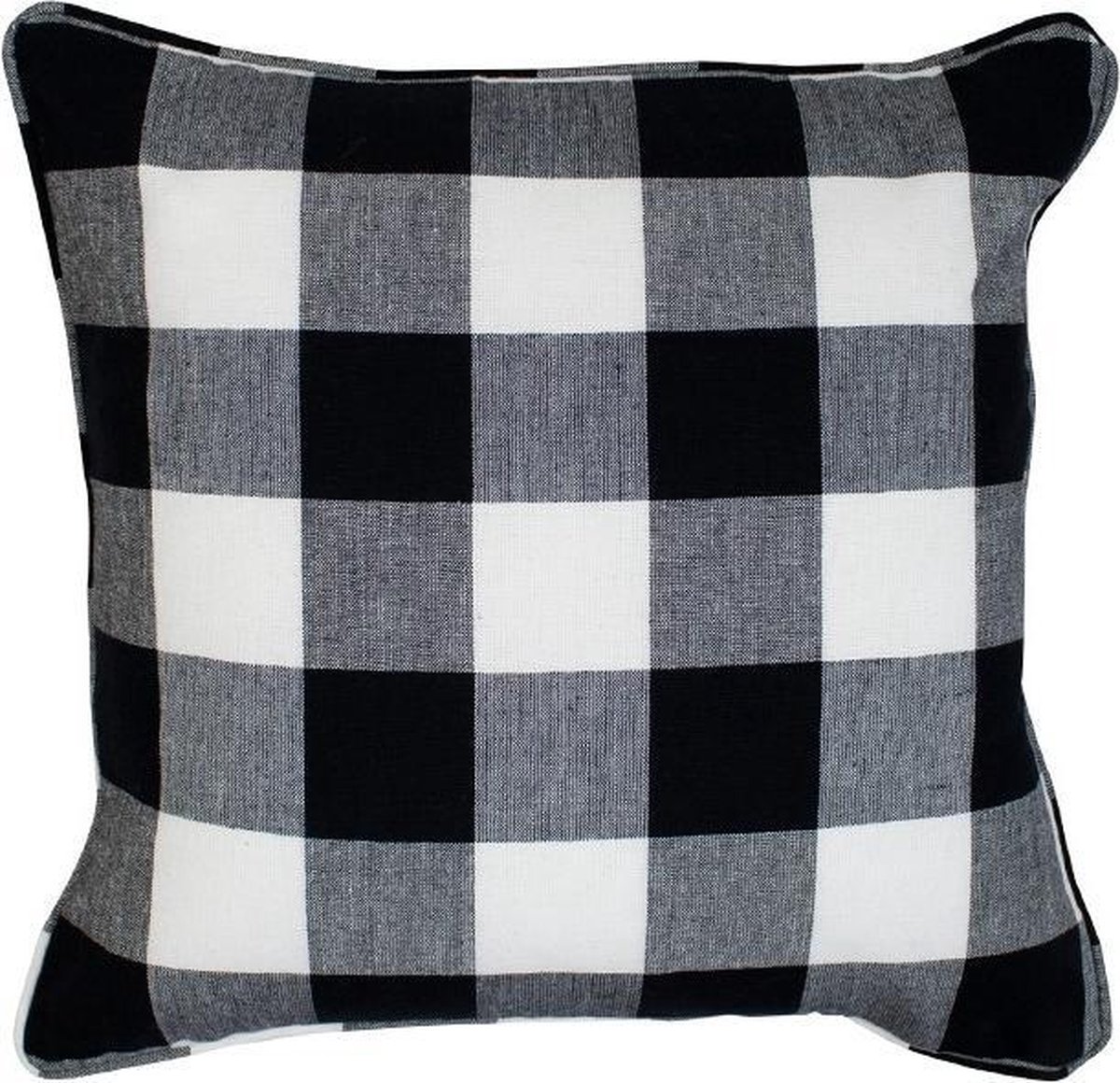 Sierkussen - Chambray Ruit - Wit En Zilver - 40 Cm X 40 Cm