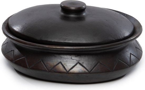 De Burned Ovale Pot Met Patroon - Zwart