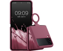 kwmobile flexibel telefoonhoesje van TPU - geschikt voor Samsung Galaxy Z Flip 3 5G - Siliconen coating - Hoesje met ring in donkerroze