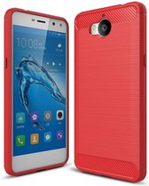 Hoesje geschikt voor Huawei Y5 (2017) - Geborstelde TPU Cover - Rood