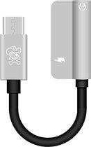 ENKAY Hat-ptince Type-C naar Type-C en 3,5 mm Jack Charge Audio Adapterkabel, voor Galaxy, HTC, Google, LG, Sony, Huawei, Xiaomi, Lenovo en andere Android-telefoon (zilver)