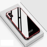 Crystal Cube schokbestendig airbag gehard glas + metalen fotolijst voor iPhone XS Max (rood)