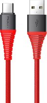 ROCK 2m Hi-Tensile 3A USB naar USB-C / Type-C Data Sync Opladen Ronde kabel, voor Galaxy S8 & S8 + / LG G6 / Huawei P10 & P10 Plus / Xiaomi Mi 6 & Max 2 en andere smartphones (rood