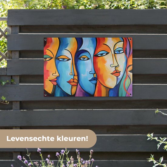 Posters de jardin d'extérieur Tête - Peinture à l'huile - Peinture - Coloré - 90x60 cm - Toile de jardin - Affiche d'extérieur