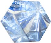 PVC Schuimplaat Hexagon - Abstracte Lichtblauwe Vakken in Tegengestelde Richtingen - 70x60.9 cm Foto op Hexagon (Met Ophangsysteem)