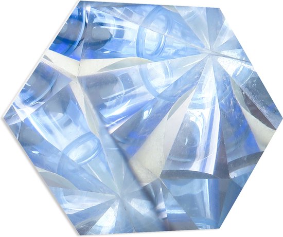 PVC Schuimplaat Hexagon - Abstracte Lichtblauwe Vakken in Tegengestelde Richtingen - 70x60.9 cm Foto op Hexagon (Met Ophangsysteem)