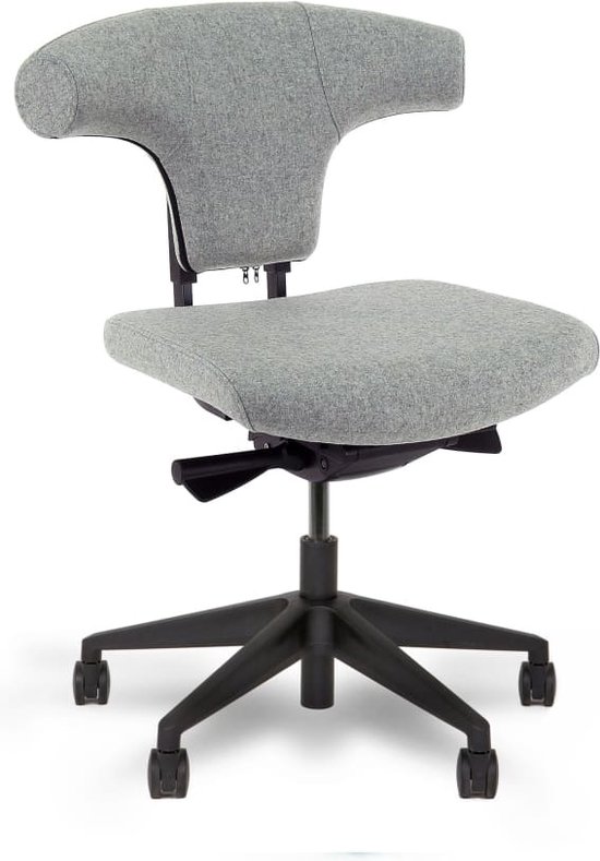 Workliving T-Bone Black Edition Wolvilt Lichtgrijs - Bureaustoel Ergonomisch Design (N)EN 1335