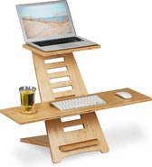 Rehausseur de bureau Relaxdays - bambou - ordinateur portable assis-debout - bureau debout réglable