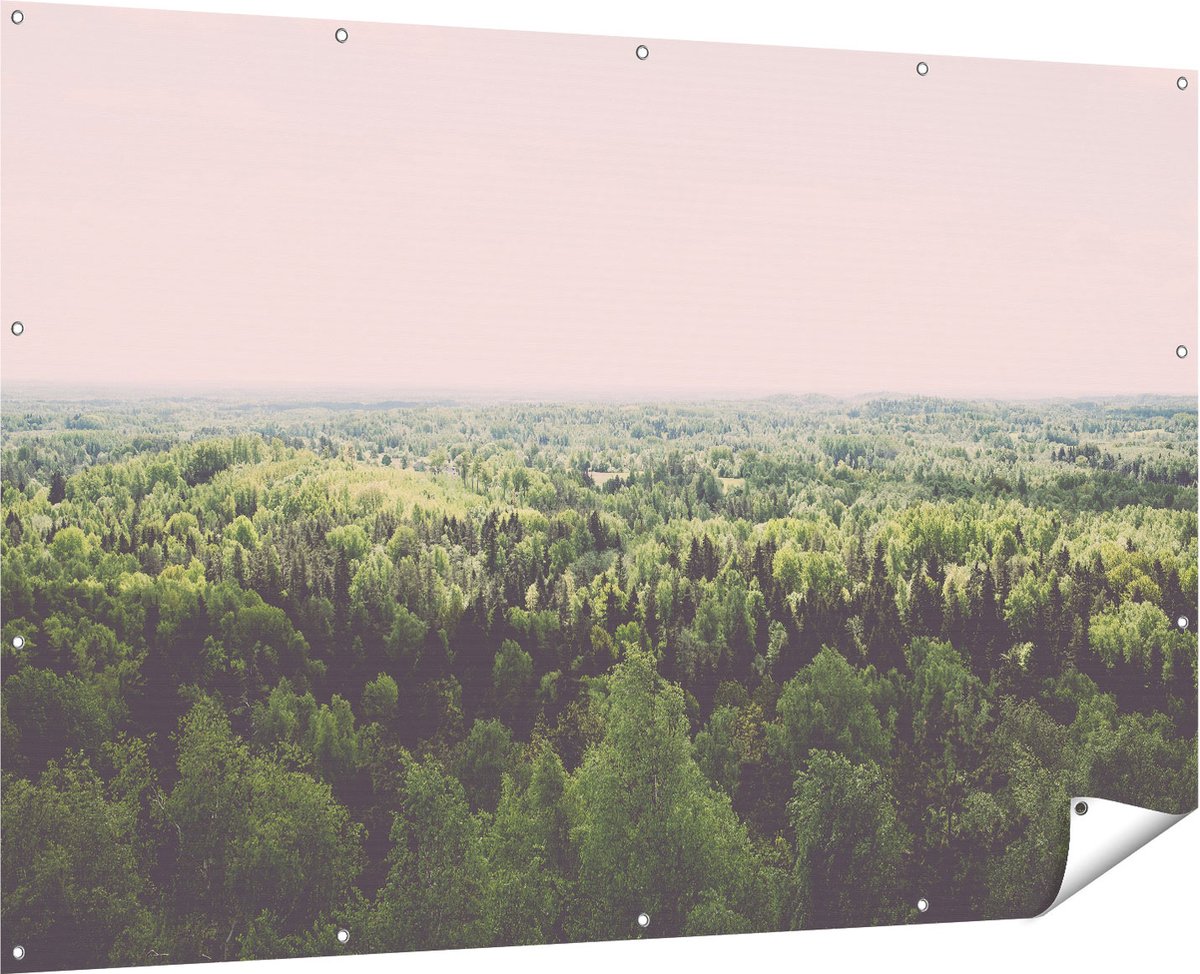 Gards Tuinposter Eindeloze Bos met Groene Bomen - 180x120 cm - Tuindoek - Tuindecoratie - Wanddecoratie buiten - Tuinschilderij Multikleur