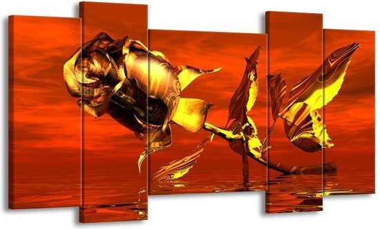 Peinture sur toile Rose | Rouge, or, jaune | 120x65 5 Liège