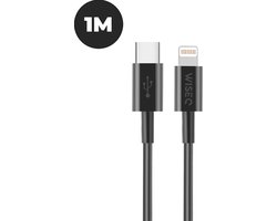 Oplaadkabel USB C Geschikt voor iPhone Lightning - 1 Meter Fast Charging Kabel - Geschikt voor Apple Lightning naar USB C - Zwart