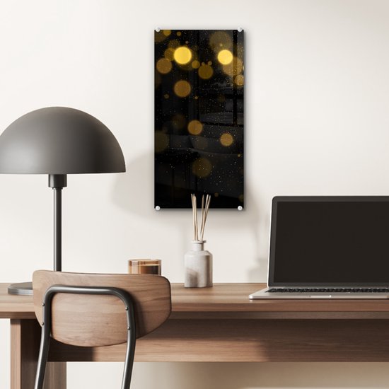 MuchoWow® Peinture sur verre 20x40 cm - Peinture sur verre - Or - Abstrait - Luxe - Zwart - Photo sur verre acrylique - Peintures