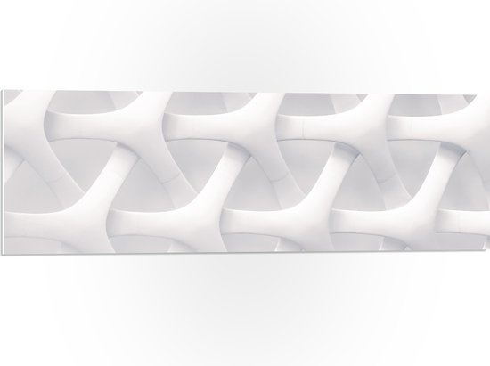 PVC Schuimplaat- Kruisend Wit Patroon op Witte Achtergrond - 90x30 cm Foto op PVC Schuimplaat