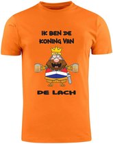 Ik ben de Koning van de Lach Oranje Heren T-Shirt | Cabaretier | Koningsdag | Grappig | Shirt