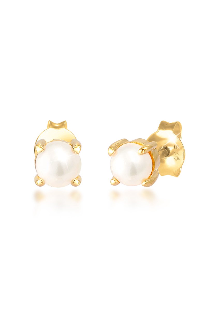 Elli - Oorbellen - Dames Basic Modern met Zoetwater Gekweekte Parels in 925 Sterling Zilver Verguld - Dames