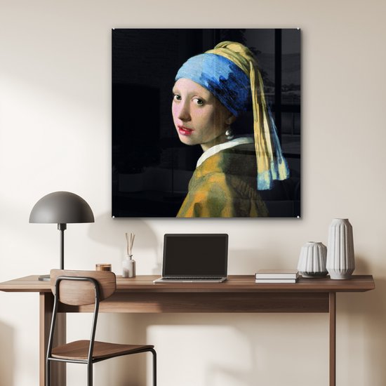 Peinture sur Verre - Fille à la Perle - Johannes Vermeer - 90x90 cm - Peintures sur Verre Peintures - Photo sur Glas