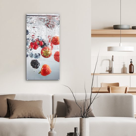 Peinture sur Verre - Rouge - Fruit - Water - 40x80 cm - Peintures sur Verre Peintures - Photo sur Glas