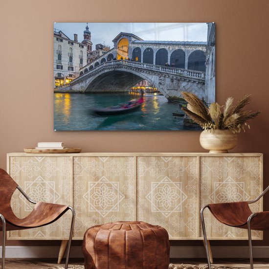 Pont du Rialto Venise Glas 90x60 cm - Tirage photo sur Glas (décoration murale en plexiglas)