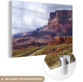 MuchoWow® Glasschilderij 120x80 cm - Schilderij acrylglas - Woestijnlandschap Amerika - Foto op glas - Schilderijen