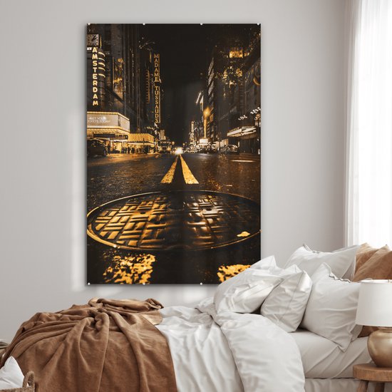 Peinture sur verre - Or - Rues - Amsterdam - 100x150 cm - Peintures en plexiglas