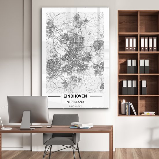Peinture sur Verre - Plan de la Ville d'Eindhoven - 120x180 cm - Peintures sur Verre Peintures - Photo sur Glas