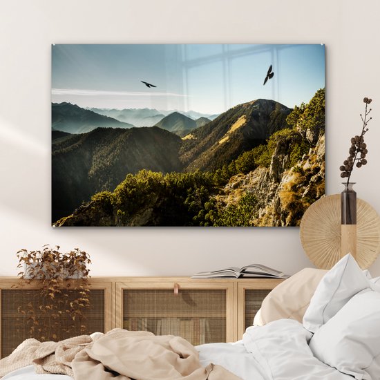 Peinture sur Verre - Alpes - Vogels - Forêt - 120x80 cm - Peintures sur Verre Peintures - Photo sur Glas