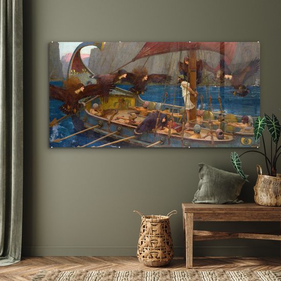 Peinture sur Verre - Ulysse et les Sirènes - Peinture de John William Waterhouse - 160x80 cm - Peintures sur Verre Acrylique - Photo sur Glas