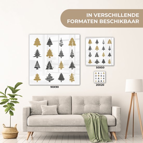 Peinture sur Verre - Dessin de Noël - Motif - Sapin de Noël - 90x90 cm - Peintures sur Verre Acrylique - Photo sur Glas