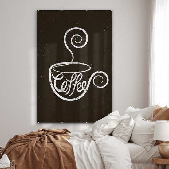 MuchoWow® Peinture sur verre 120x180 cm - Peinture sur verre acrylique - Dictons - Tableau noir - Citations - Coffee - Photo sur verre - Peintures