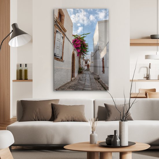 Architecture Witte dans une rue étroite de la vieille ville de Rhodes Plexiglas 80x120 cm - Tirage photo sur Glas (décoration murale en plexiglas)