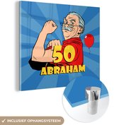 MuchoWow® Glasschilderij 20x20 cm - Schilderij acrylglas - Man - 50 jaar versiering - Abraham - Foto op glas - Schilderijen