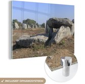 MuchoWow® Glasschilderij 60x40 cm - Schilderij acrylglas - Een hunebed van dichtbij - Foto op glas - Schilderijen