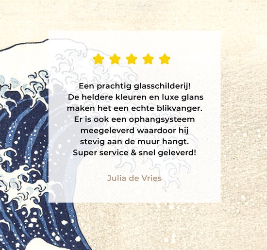 Peinture sur verre - La grande vague au large de Kanagawa - Katsushika Hokusai - Art japonais - 20x20 cm - Peintures acryliques