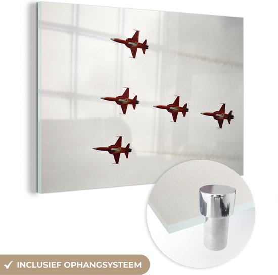 Cinq avions de chasse en vol Plexiglas 180x120 cm - Tirage photo sur Glas (Décoration murale en Plexiglas) XXL /