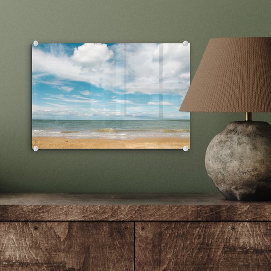 MuchoWow® Peinture sur verre 30x20 cm - Peinture sur verre acrylique - Plage - Été - Nuages ​​- Photo sur verre - Peintures