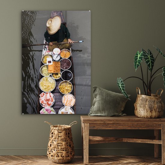 Peinture sur Verre - Thailand Floating Market - 80x120 cm - Peintures sur Verre Peintures - Photo sur Glas