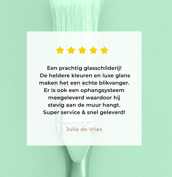 MuchoWow® Peinture sur Verre - Pinceau Vert Menthe - 120x80 cm - Peintures sur Verre Acrylique - Photo sur Glas