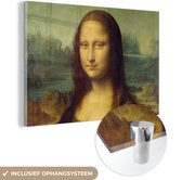 MuchoWow® Glasschilderij 180x120 cm - Schilderij acrylglas - Mona Lisa - Leonardo da Vinci - Foto op glas - Schilderijen