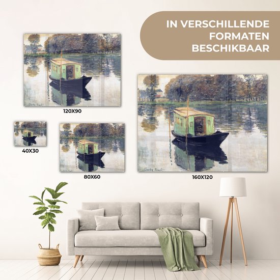 MuchoWow® Peinture sur verre 40x30 cm - Peinture sur verre acrylique - Le bateau atelier - Peinture de Claude Monet - Photo sur verre - Peintures