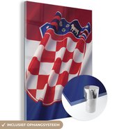 MuchoWow® Glasschilderij 30x40 cm - Schilderij acrylglas - Close-up van de vlag van Kroatië - Foto op glas - Schilderijen