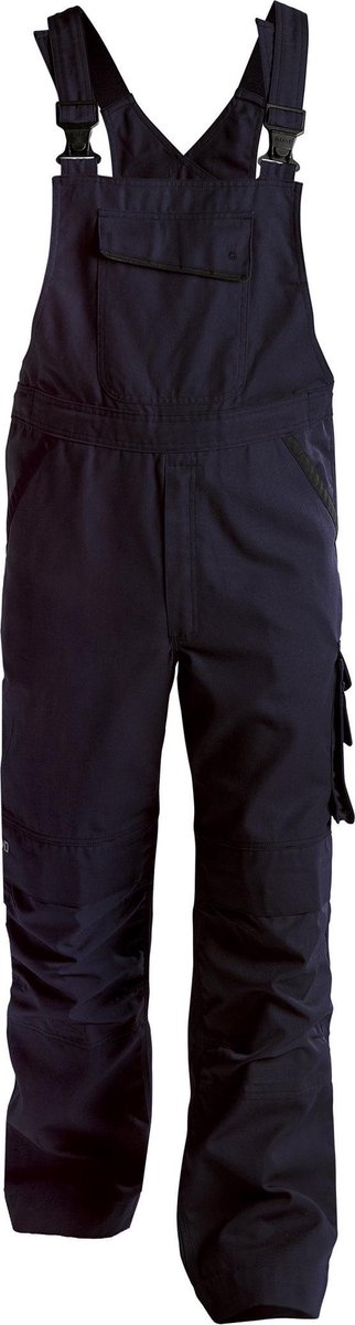 Dassy Bolt Canvas bretelbroek met kniezakken 400149 - binnenbeenlengte Standaard (81-86 cm) - Nachtblauw/Zwart - 56