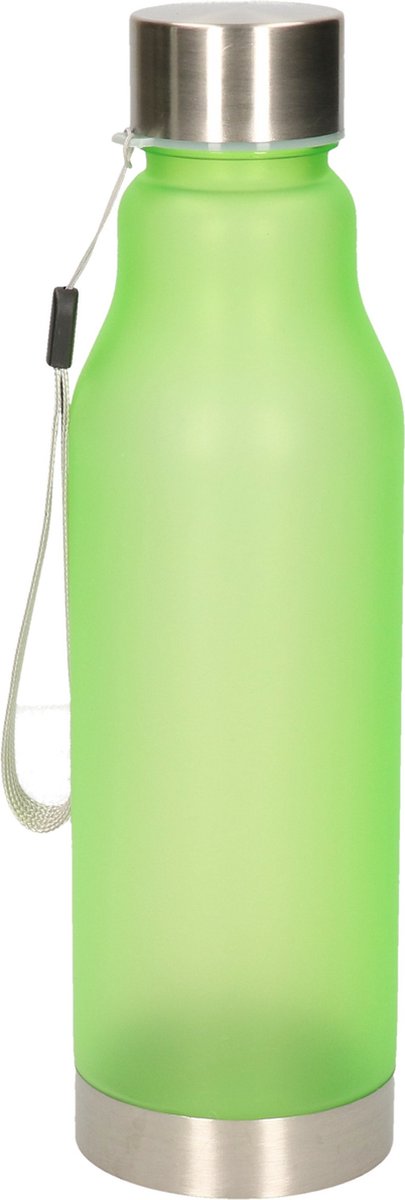 Waterfles/drinkfles/sportfles - groen - kunststof - rvs - 600 ml